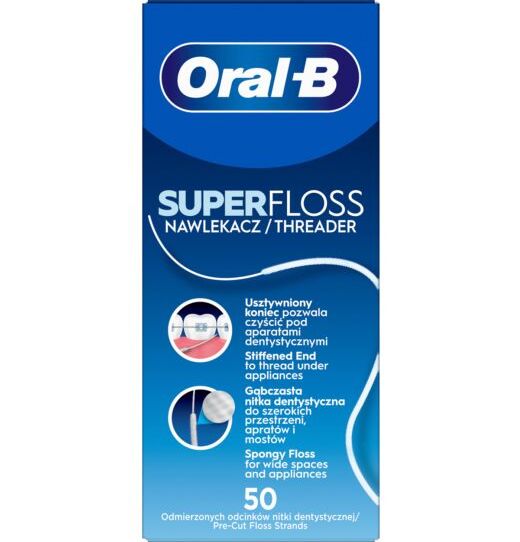 ORAL-B SUPER FLOSS tarpdančių siūlas (50 vnt.)