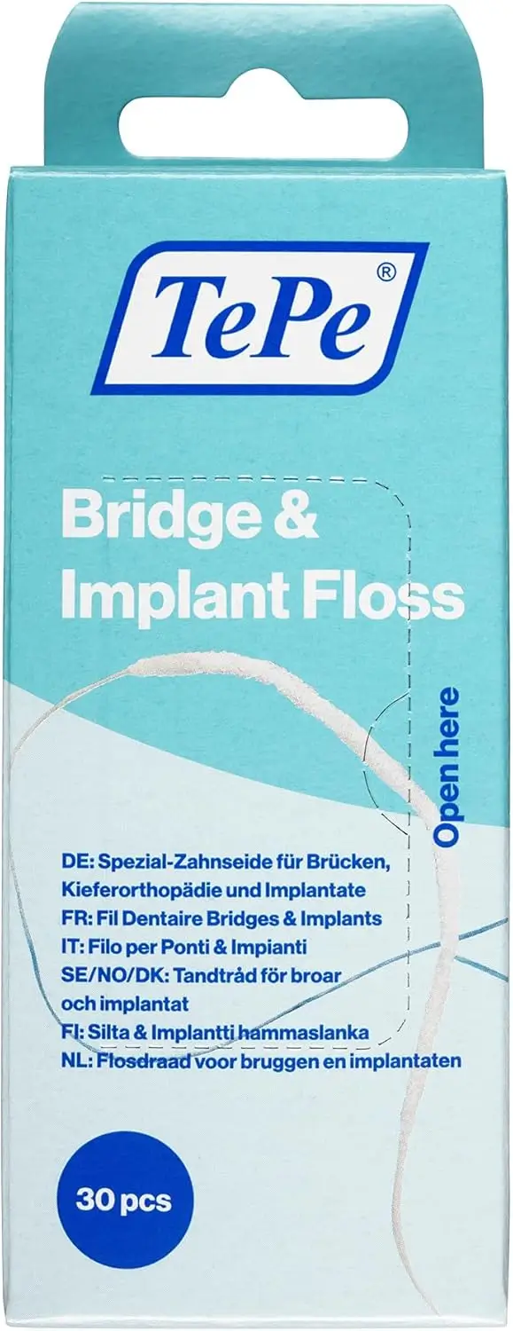 TePe dantų siūlas implantams, tiltams ir breketams, 30 vnt.