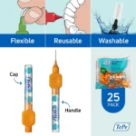 TePe labai minkšti tarpdančių šepetėliai 0,45 mm, oranžiniai, 25 vnt. - produkto nuotrauka