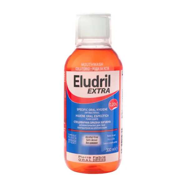 ELUDRIL EXTRA burnos skalavimo skystis su 0,20% chlorheksidino, 300 ml